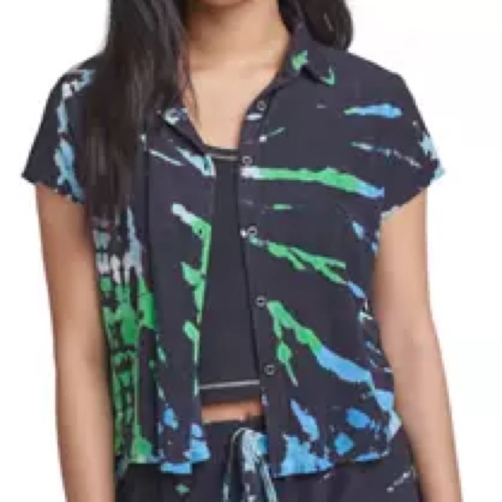 Splendid Large Top French Terry Button Down Sundown by Splendid Firecracker NWT
